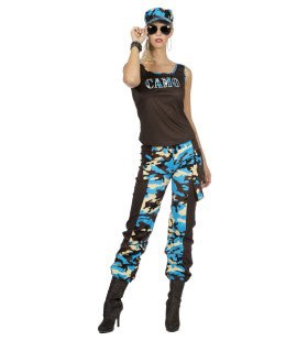 Paramilitair Camo Carmen Blauw Vrouw Kostuum