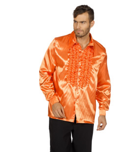 Oranje Ruchesblouse Satijn Foute Disco