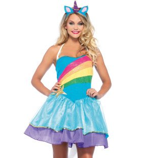 Wonderland Rainbow Unicorn Vrouw Kostuum