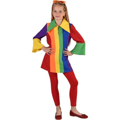 Vrolijke Regenboog Blouse Jaren 70 Stijl Meisje Kostuum