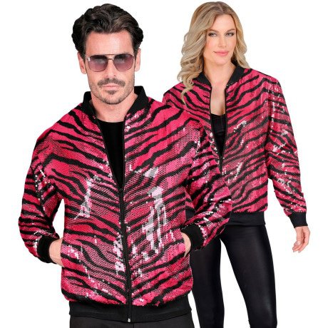 Bomberjack Pailletten Jas Roze Animal Stripes