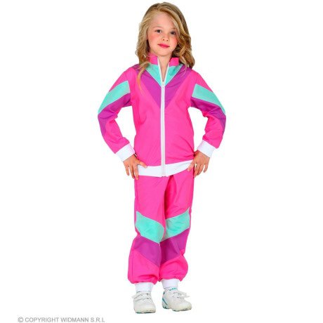 Jaren 80 Retro New Kids Trainingspak Roze Kind Kostuum