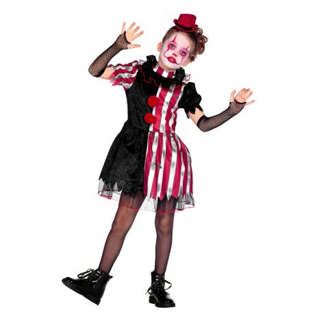 Ondeugende Scary Scarlet Clown Meisje Kostuum