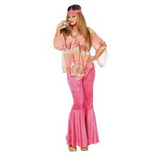 Dandy Pink Flower Power De Luxe Roze Vrouw Kostuum