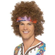 Mannen 70s Afro Pruik Met Hoofddoek