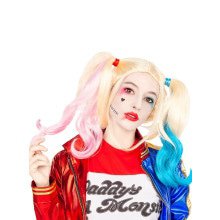 Harley Quinn Pruik Suicide Squad Blond Roze Blauw