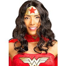 Wonder Woman Pruik Zwart Golvend