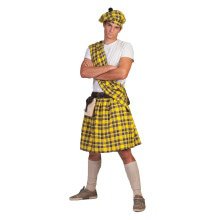 Gele Schotse Highlander Tartan Man Kostuum