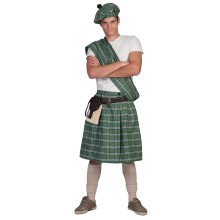 Groene Schotse Highlander Tartan Man Kostuum