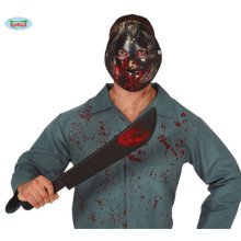 Bloedspetter Halloween Masker En Machete 54 Centimeter