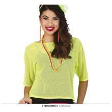 So 80s Visnet Neon Geel Shirt Vrouw