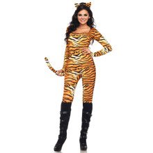 Sexy Tijger Catsuit Met Staart Vrouw Kostuum