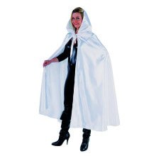 Glanzend Witte Cape Met Capuchon Vrouw