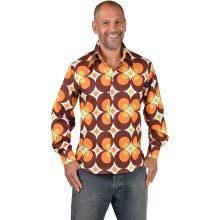 Jaren 60 Oranje Bloemen Blouse Man