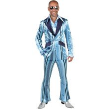 Mr Fine Stripe Jaren 70 Pak Blauw Man