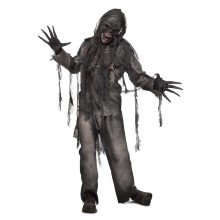 Afgefakkelde Zombie Broek, T-Shirt, Handschoenen, Masker Man Kostuum