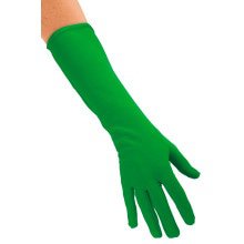 Neon Handschoen Lang Nylon Groene Vingers