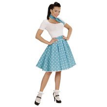 Sweetie-Pie 50s Rock And Roll Rok Met Nekband, Lichtblauw Vrouw Kostuum