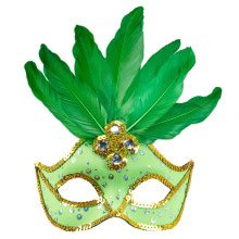 Samba Oogmasker Brazilie Met Veren En Parels, Neon Groen