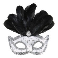 Samba Oogmasker Rialto Wit Met Pailletten En Veren