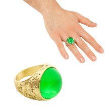 Dikke Gouden Ring Met Groene Steen