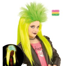 Neon Rock Pruik Kind Punk Geel / Groen