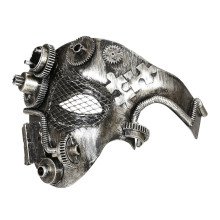 Halfgezichtmasker Steampunk, Zilver Mechanica