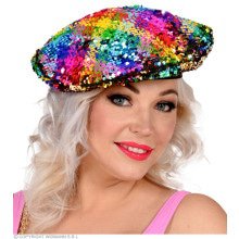 Omkeerbare Pailletten Baret Regenboog / Goud Hippe Hanna