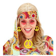 Hippie Set Peace Ketting En Oorbellen Neon Geel