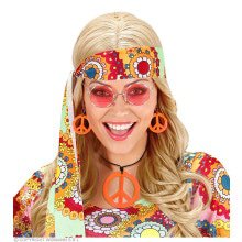 Hippie Set Peace Ketting En Oorbellen Neon Oranje