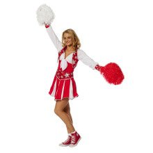 Dansende Cheerleader Luxe Rood Vrouw Kostuum