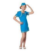 Blauw Als De Lucht Stewardess Meisje Kostuum