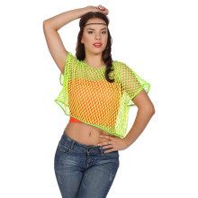 Disco Visnetshirt Neongroen Vrouw