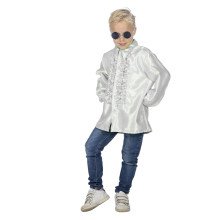 Witte Ruchesblouse Satijn Foute Disco Kind