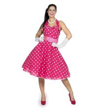 Jaren 50 Roze Stippen Swingdress Met Riem Vrouw Kostuum