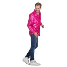 Roze Ruchesblouse Satijn Foute Disco