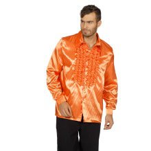 Oranje Ruchesblouse Satijn Foute Disco