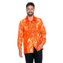 Oranje Ruchesblouse Satijn Foute Disco